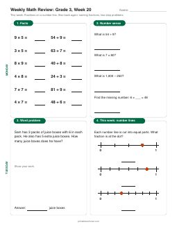 Week 20 sheet: Fractions on a number line