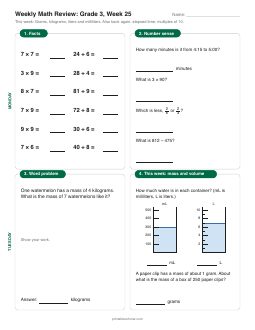 Week 25 sheet: Grams, kilograms, liters and milliliters