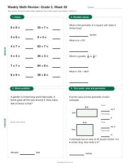 Week 28 sheet: Area and perimeter together