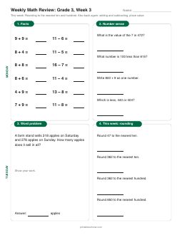 Week 3 sheet: Rounding to the nearest ten and hundred