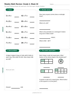 Week 30 sheet: Splitting shapes into equal parts
