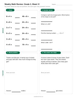Week 31 sheet: Harder two-step word problems