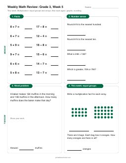 Week 5 sheet: Multiplication: equal groups and arrays