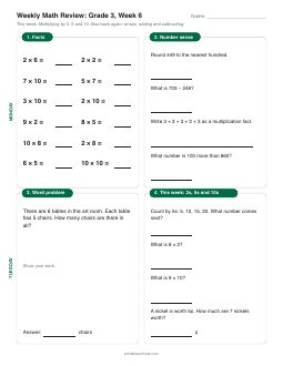 Week 6 sheet: Multiplying by 2, 5 and 10