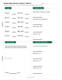 Week 9 sheet: Dividing by 2, 3, 4, 5, 6 and 10