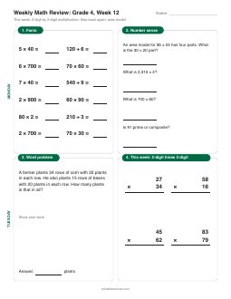 Week 12 sheet: 2-digit by 2-digit multiplication