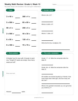 Week 13 sheet: Division with remainders