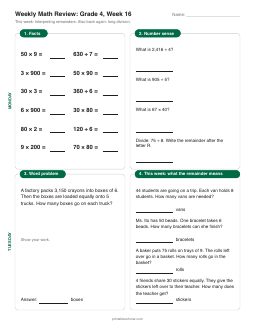 Week 16 sheet: Interpreting remainders