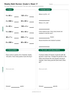 Week 17 sheet: Multi-step word problems
