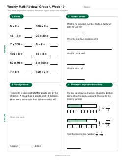 Week 19 sheet: Equivalent fractions