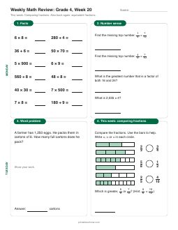 Week 20 sheet: Comparing fractions