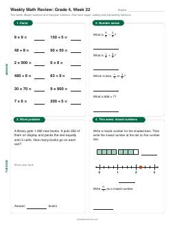 Week 22 sheet: Mixed numbers and improper fractions