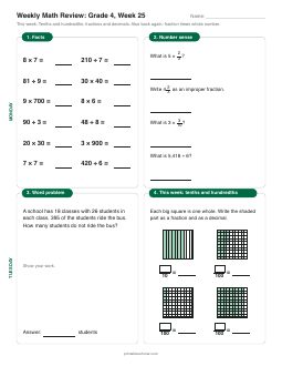 Week 25 sheet: Tenths and hundredths: fractions and decimals