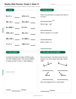 Week 31 sheet: Points, lines, rays and angles