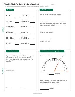 Week 32 sheet: Measuring, drawing and adding angles