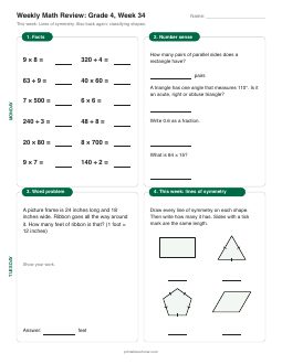 Week 34 sheet: Lines of symmetry
