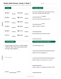 Week 7 sheet: Factors and multiples