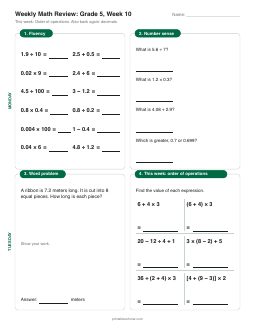 Week 10 sheet: Order of operations