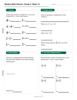 Week 12 sheet: Adding fractions with unlike denominators