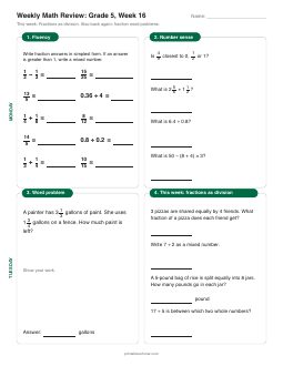 Week 16 sheet: Fractions as division