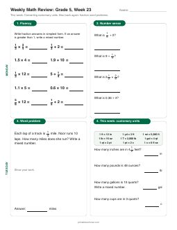 Week 23 sheet: Converting customary units