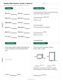 Week 27 sheet: Volume formulas
