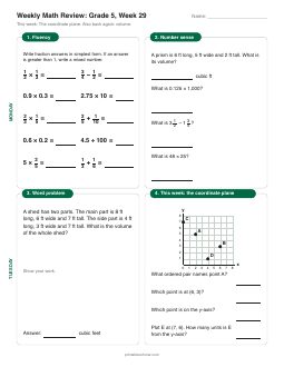 Week 29 sheet: The coordinate plane
