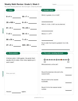 Week 3 sheet: Rounding decimals