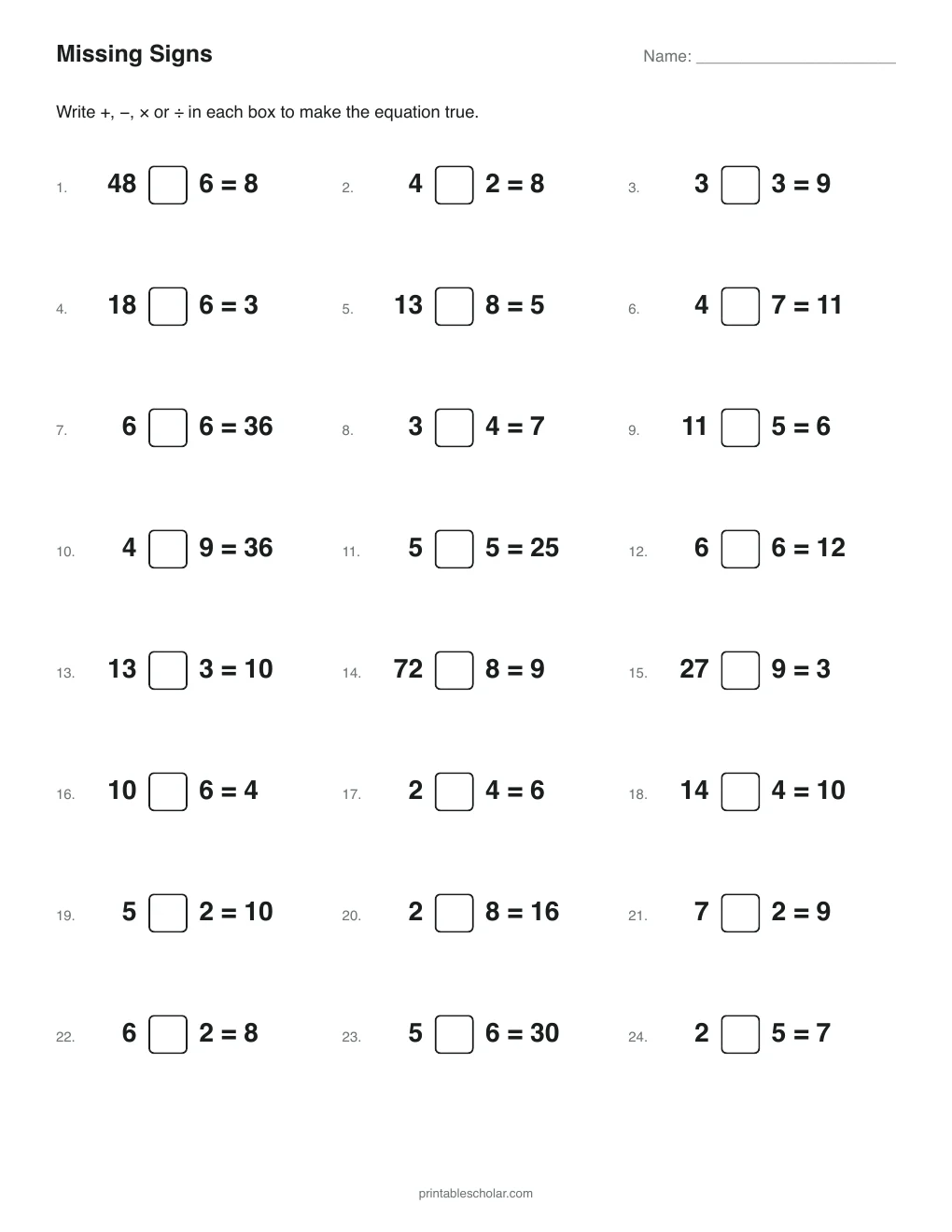 Missing Signs printable preview
