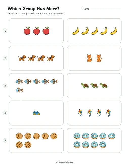 Which Group Has More? printable preview