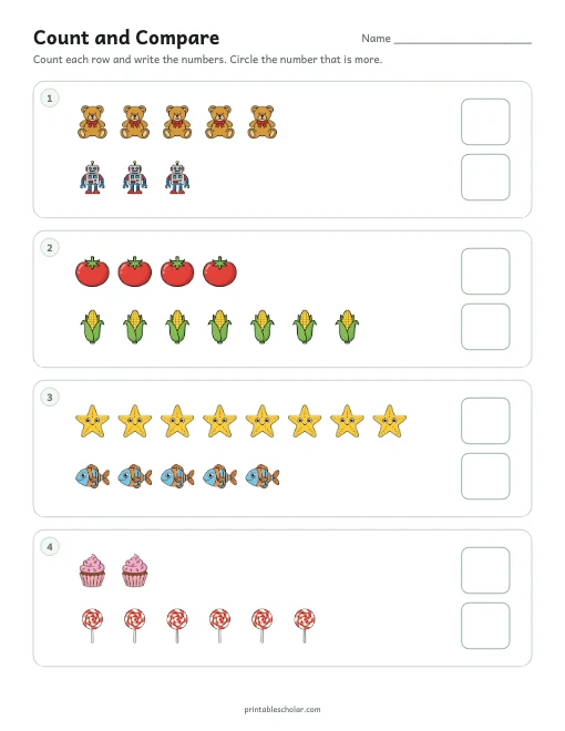 Count and Compare printable preview