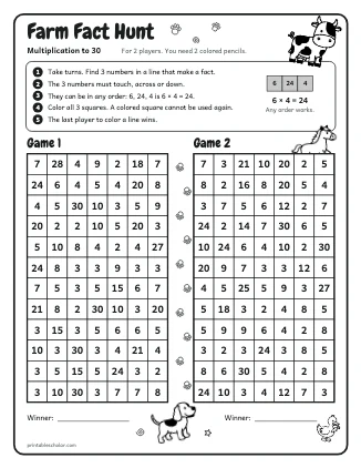 Farm Fact Hunt: Multiplication to 30 preview