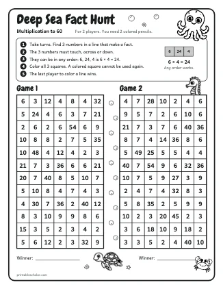 Deep Sea Fact Hunt: Multiplication to 60 preview