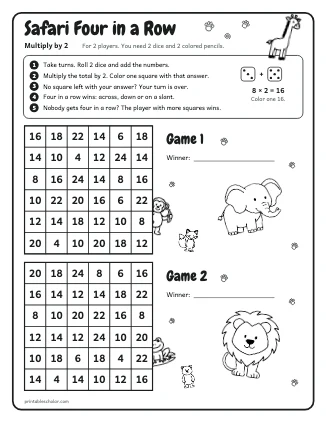Safari Four in a Row: Multiply by 2 preview