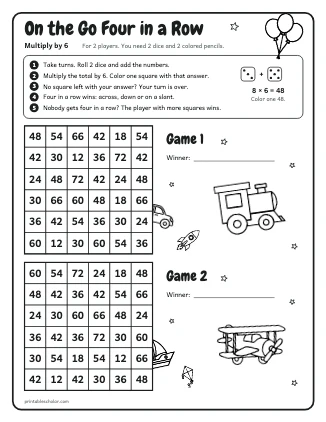 On the Go Four in a Row: Multiply by 6 preview