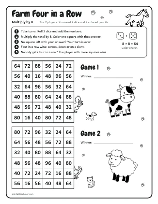 Farm Four in a Row: Multiply by 8 preview