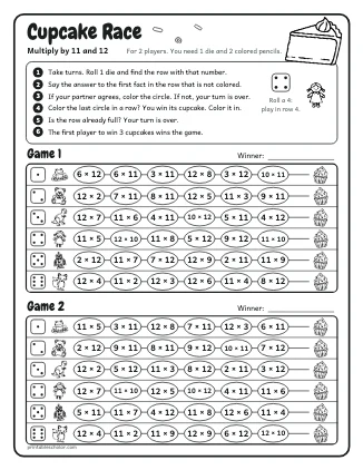 Cupcake Race: Multiply by 11 and 12 preview