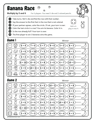 Banana Race: Multiply by 5 and 6 preview