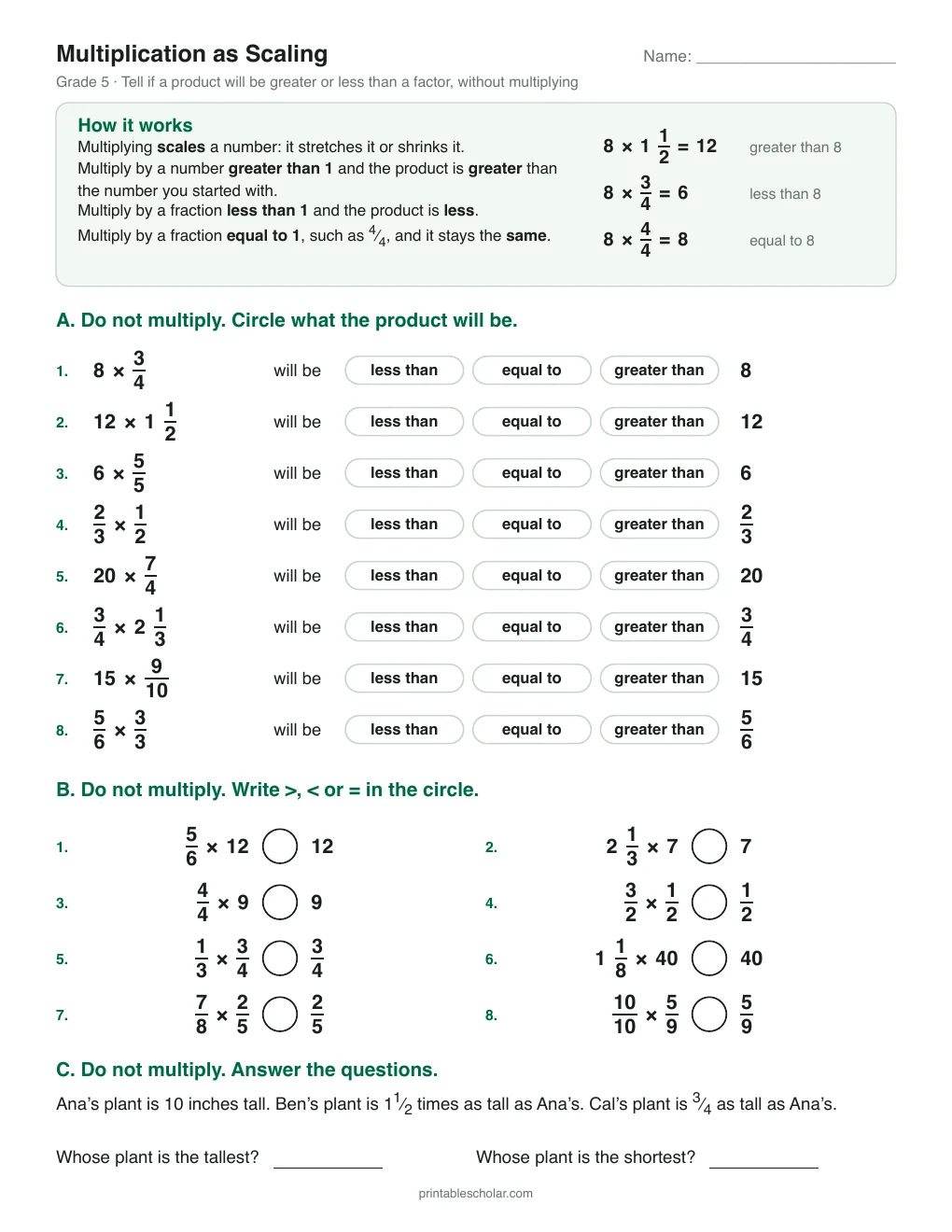 Multiplication as Scaling printable preview