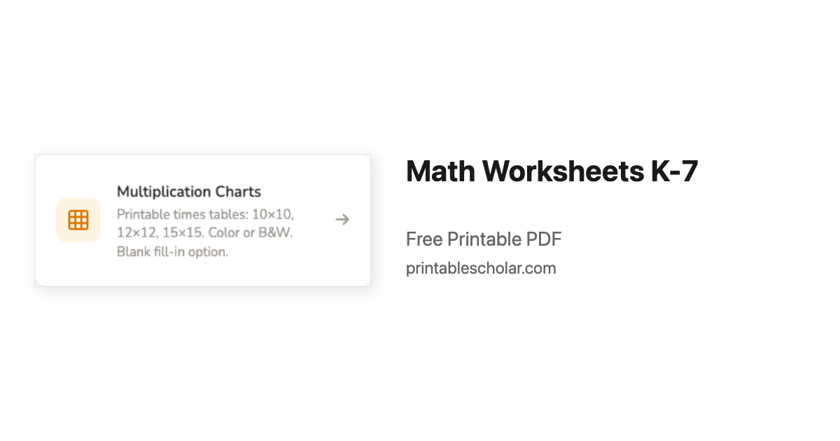 Free Printable Math Worksheets — Multiplication, Addition, Division ...