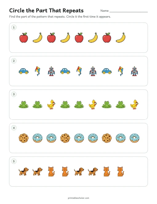 Circle the Part That Repeats printable preview