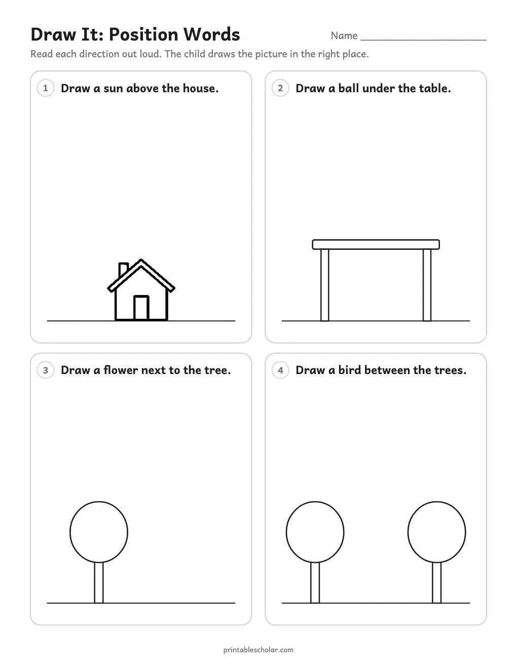 Draw It: Position Words printable preview