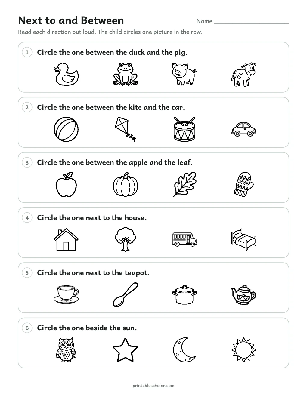 Next to and Between printable preview