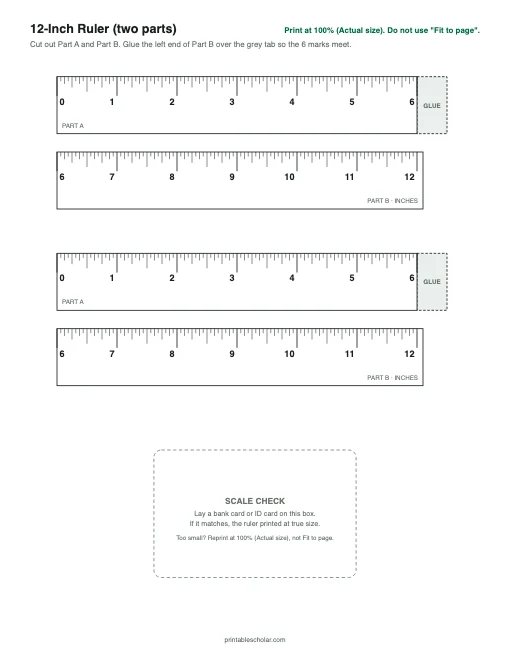 12-Inch Ruler printable preview
