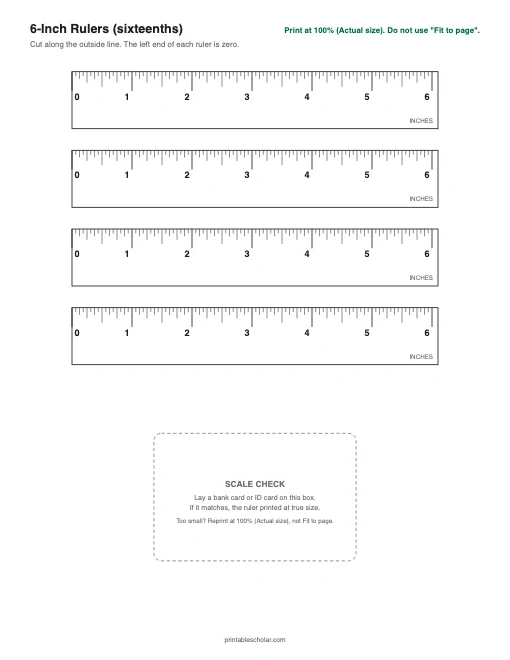 6-Inch Rulers printable preview