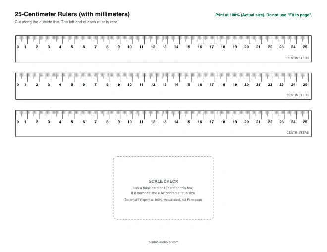 Centimeter Rulers printable preview