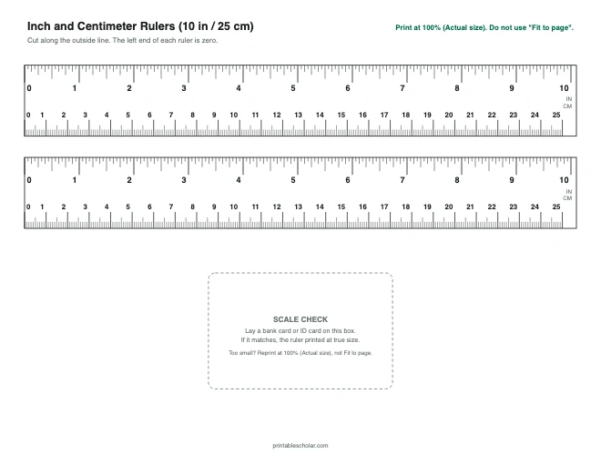 Inch and Centimeter Ruler printable preview