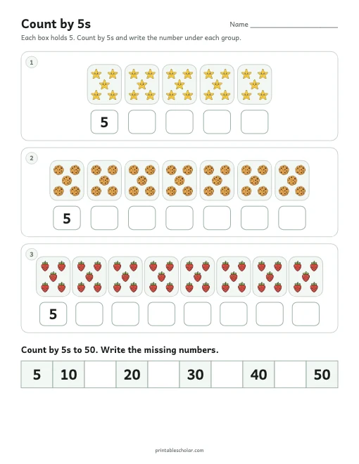 Count by 5s printable preview