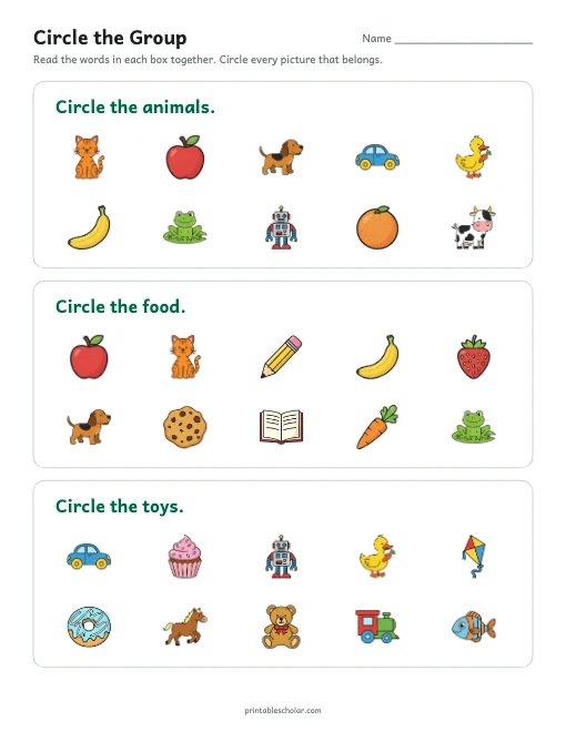Circle the Group printable preview