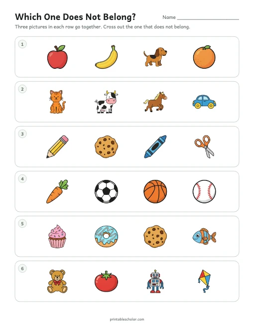 Which One Does Not Belong? printable preview